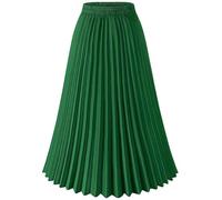 Basoteeuo Womens Skirt Leopard Print Midi Long Shirring Pleated Skirts High Waisted A Line Skirts, Dark Green, XXL