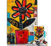 Basquiat Flowers 1000 Piece Jigsaw Puzzle for Adults And Teenagers,for Educational Game Challenge Toy Unique Home Decor And Gifts 38x26cm