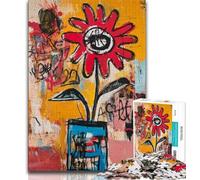 Basquiat Flowers 1000 Piece Jigsaw Puzzles for Teenagers,Challenging Game Gifts for Is Ideal As A Gift for The Whole Family (38x26cm)