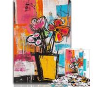 Basquiat Flowers Jigsaw Puzzles for Adults 1000,Challenging To Complete But Fun And Humorous Unique Home Decor And Gifts (50x75cm)