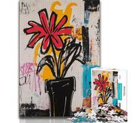 Basquiat Flowers JigsawPuzzle 1000 Pieces for Teenagers,Challenging Family Activity Games DIY Toy for Home Wall Decor Gifts (38x26cm)