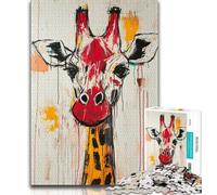 Basquiat Giraffe Puzzles for Teenagers Teens 1000pc Puzzle,Fun Games Every Piece Is Unique - Challenging Family Fun Game (38x26cm)