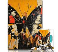 Basquiat Style Butterfly Jigsaw Puzzles for Teenagers 1000 Piece Puzzle,Decompressing Intellectual Educational Toy Perfect Decoration (75x50cm)