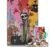 Basquiat-style Flowers And Skulls Adult Jigsaws 1000 Pieces Difficult,Learning Educational Toys Family Games Gifts for Friends And Family 38x26cm