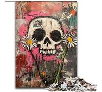 Basquiat-style Flowers And Skulls Adult Jigsaws 1000 Pieces Difficult, Suitable for Ages 14 And Up Wall Decoration Christmas Birthday Gift (50x75cm)