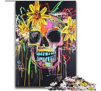 Basquiat-style Flowers And Skulls Adult Jigsaws 2000 Pieces Difficult, Help The Brain Exercise Addictive Toys to Cultivate Patience Perfect Decoration (70x100cm)