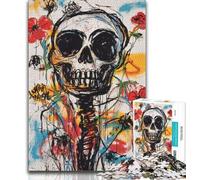 Basquiat-style Flowers And Skulls Jigsaw Puzzles for Adults 1000 Piece Puzzle,Help The Brain Exercise Addictive Toys to Cultivate Patience A Work of Art 38x26cm