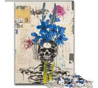 Basquiat-style Flowers And Skulls JigsawPuzzle 1000 Pieces for Adults, Challenging Game And Family Play with Matching Poster And Trivia Sheet (50x75cm)