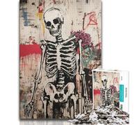 Basquiat-style Flowers And Skulls JigsawPuzzle 1000 Pieces for Teenagers,Challenging Family Activity Games DIY Toy for Home Wall Decor Gifts (50x75cm)
