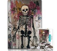 Basquiat-style Flowers And Skulls JigsawPuzzle 1000 Pieces for Teenagers,Educational Games Home Decoration Deal As Gifts for The Whole Family 75x50cm