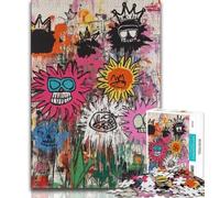 Basquiat-style Flowers And Skulls Jigsaws 1000 Pieces for Adults,Challenging To Complete But Fun And Humorous Educational Game for Birthday 38x26cm