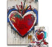 Basquiat-style Heart Adult Jigsaw Puzzles 1000,Learning Educational Toys Family Games with Matching Poster And Trivia Sheet 50x75cm