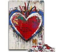 Basquiat-style Heart Jigsaw Puzzles for Adults 1000 Piece,Challenging To Complete But Fun And Humorous Unique Home Decor And Gifts (50x75cm)
