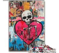 Basquiat-style Heart JigsawPuzzle 2000 Pieces for Teenagers, Pattern Assembly Fun at Home Activities, Birthday Present,Travel Gifts (70x100cm)