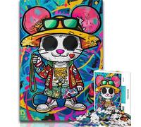 Basquiat Style Jigsaws 1000 Pieces for Teenagers,Stress Reliever Difficult Challenge Deal As Gifts for The Whole Family (38x26cm)