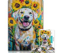 Basquiat-style Labrador Adult Jigsaw Puzzles 1000 Pieces,Staycation Kill Time Every Piece Is Unique - Challenging Family Fun Game 38x26cm