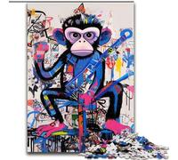 Basquiat-style Monkey Jigsaw Puzzles for Teenagers 1000 Jigsaws, Fun Games Every Piece Is Unique - Challenging Family Fun Game (50x75cm)