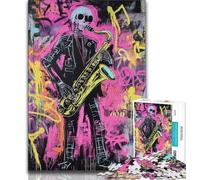 Basquiat-style Saxophone Player 1000 Piece Jigsaw Puzzles for Adults & Teens,Decompressing Intellectual Educational Toy Birthday Present,Gifts,Wall Art 75x50cm