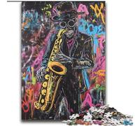 Basquiat-style Saxophone Player 2000 Piece Jigsaw Puzzle for Adults Teens, for Age 14+ Fun Games Fun Activities at Home, Birthday Gifts, Travel Gifts (70x100cm)