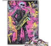 Basquiat-style Saxophone Player Jigsaw Puzzles for Adults 2000 Pieces, Family Activity with Matching Poster And Trivia Sheet for Age 14+ (70x100cm)