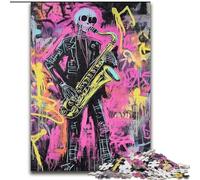 Basquiat-style Saxophone Player Puzzles for Teenagers 1000 Pieces, Staycation Kill Time Birthday Present, Gifts, Wall Art for 14+ (26x38cm)