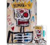 Basquiat-style Skeleton King Jigsaw Puzzles for Adults Teenagers Jigsaws Puzzle,Help The Brain Exercise Addictive Toys to Cultivate Patience A Work of Art (38x26cm)