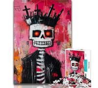Basquiat-style Skeleton King JigsawPuzzle 1000 Pieces for Teenagers,Challenging Family Activity Games DIY Toy for Home Wall Decor Gifts (38x26cm)