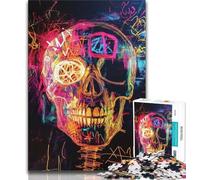 Basquiat-style Skull Adult Jigsaws 1000 Pieces Difficult,Decompressing Intellectual Educational Toy Suitable for Desktop Decoration (38x26cm)