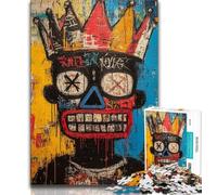 Basquiat-style Skull Jigsaw Puzzles for Adults Teenagers Jigsaws Puzzle,Educational Games Home Decoration Suitable for Desktop Decoration (38x26cm)