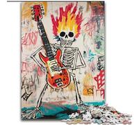 Basquiat-style Skull Playing Guitar 1000 Piece Jigsaw Puzzles for Teenagers, for 14+ Train Your Brain And Your Hands Christmas Game Gifts (50x75cm)