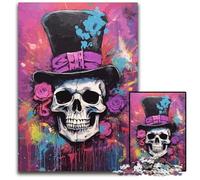 Basquiat Style SkullJigsaws 1000 Pieces for Adults Paper Jigsaw Puzzles for Adults Ideal for Family Fun Relaxation 1000 PCS(38x26cm)