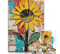 Basquiat-style Sunflowers 1000 Pieces Jigsaw Puzzles for Adults And Teens,Stress Reliever Staycation Kill Time with Matching Poster And Trivia Sheet (38x26cm)