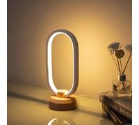 BASRAE Bedside Lamps Modern LED Slim Nightstand Table Lamps for Bedroom, 3 Colour Temperature Night Table Light with Cable,Oval Warm White Dimmable Lamp for Living Room Home Deco
