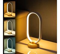 BASRAE Modern Bedside Table Lamps LED Oval Nightstand Lamp,White Small Table Light for Bedroom, 3 Colour Temperatures,Creative Dimmable Lights for Living Room Children Home Decoration