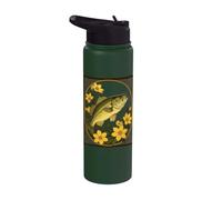Bass & Blooms Striped Rockfish and Jasmine Flowers Stainless Steel Insulated Water Bottle