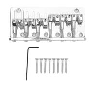 Bass Bridge Electric Bass Bridge 6 String Bass Bridge Replacement Vintage Bass Bridge Thick Back Design Zinc Alloy Material for Daily Practice Stage Performance Music Recording (Plata)