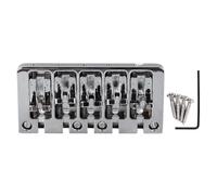 Bass Bridge Replacement for 5 String Electric Bass, Micro Adjustable Flip Top Bridge with Locking Screws, Metal Bass Instrument Bridge for Practice and Performance (Silver)