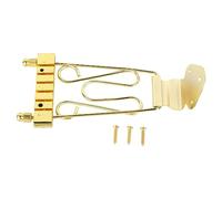 Bass Bridge Tailpiece for 6 String Electric Bass, Zinc Alloy Jazz Bass Bridge Tailpiece with Adjustable Height and Spacing, Trapeze Style Metal Bass Bridge Replacement for Enhanced (Gold)