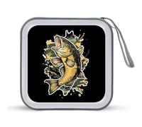 Bass Fish Camouflage 40 Capacity CD Case Hard Plastic Portable Travel DVD Cases Protective Storage Organizer Binder