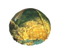 Bass Fish Fishing Printed,Shower Cap Nightcap Double Layer Waterproof Elastic Bath Cap Reusable Hair Cap