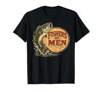Bass Fish Jump Angler Scripture Matthew 4:19 Value Graphic T-Shirt, Men, Black, XL