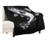 Bass Fish Lightweight Throw Blanket for Bed Couch Soft Flannel Blankets Large Warm Plush Throws 30"x50"
