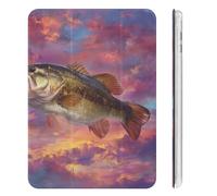 Bass Fish Sunset Cute Tablet Case with Pencil Holder Lightweight Hard Protective Cover Compatible with iPad Mini 4/5/6