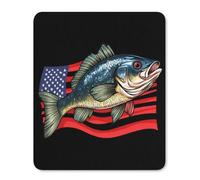 Bass Fish U.S.A. Flag Gaming Mousepad Anti-Slip Rubber Base