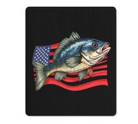 Bass Fish U.S.A. Flag Gaming Mousepad Anti-Slip Rubber Base