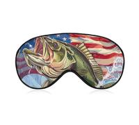 Bass Fishing American Flag Sleep Eye Mask Light Blocking Eye Cover Blindfold with Adjustable Strap for Women and Men