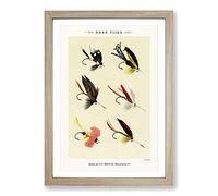 Bass Fishing Flies Version 1 by Mary Orvis Marbury Framed Print | A2 Oak Framed Wall Art | Ready to Hang | Modern Animal Picture | Living Room Bedroom Lounge Office