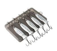 Bass Fishing Jigs, Bait Iron Plate, Pack of 5 Reflective Artificial Baits with Plastic Body for Predatory Fish such as Trout