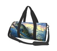 bass Fishing Print Travel Duffel Bag, Lightweight Sports Gym Bag with Shoulder Straps for Women Men Teen ravel Business Trip