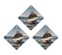 Bass Fishing Wave Car Air Freshener, 3 Pcs Rhombus Hanging Air Freshener Cards, Long Lasting Fragrance Scented Cards for Car, Home, Office Gray-style